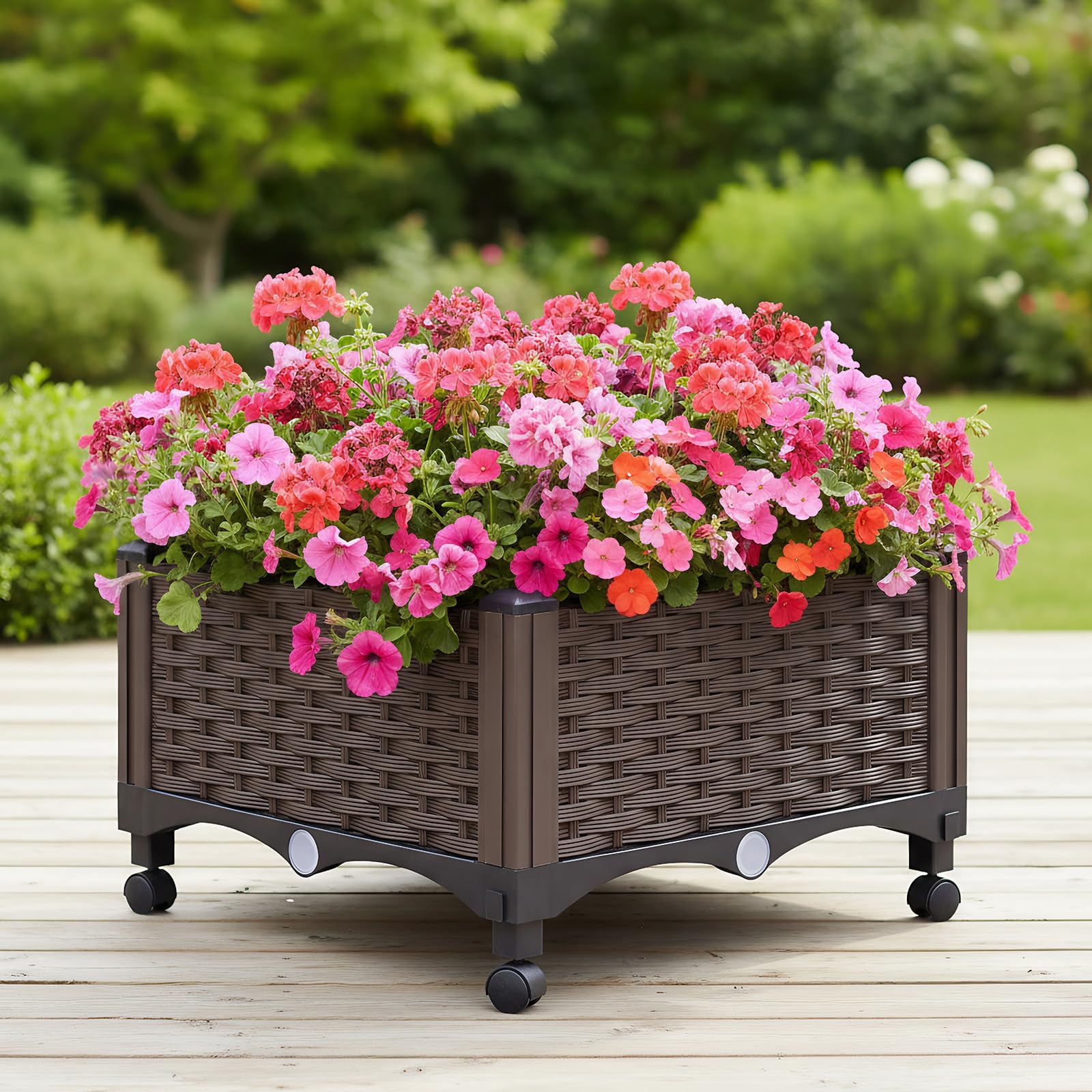 Elevated Raised Garden Bed with Wheels, Raised Planters for Garden Flower
