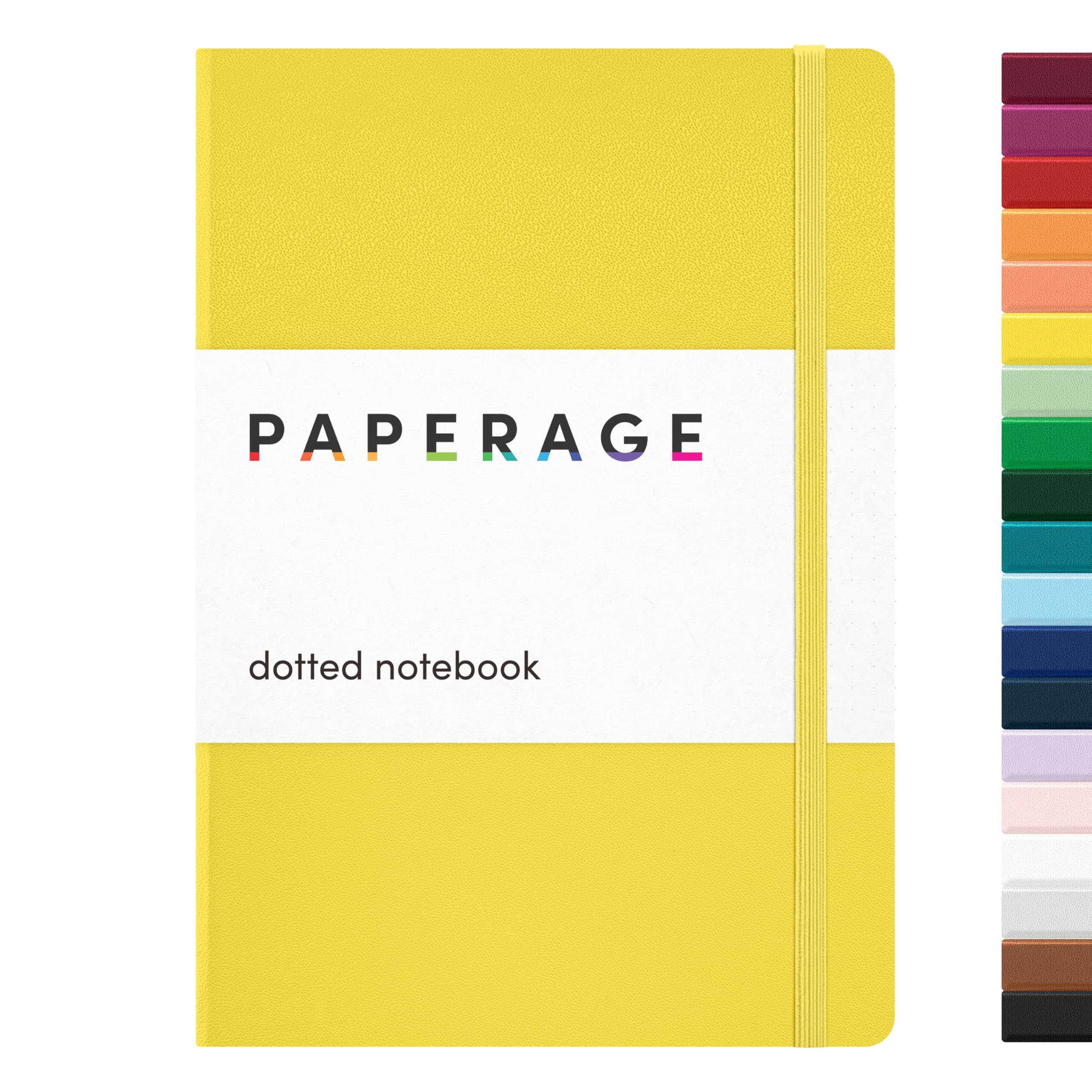PAPERAGE Dotted Journal Notebook, (Yellow), 160 Pages, Medium 5.6 in x 8 in - 100 GSM Thick Paper – Hardcover Journaling Notebook for Work, School & Bullet Journaling