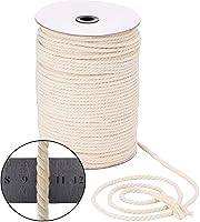 Vista 3 de Cordón de macramé de 0.197 in x 164 yardas, cuerda de macramé 100% algodón natural Cuerda de algodón trenzado de 3 hebras para colgar plantas