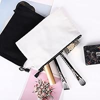Vista 3 de Paquete de 12 bolsas de lona de algodón para manualidades, bolsa multiusos para cosméticos, bolsas de maquillaje con cremallera, bolsa de aseo