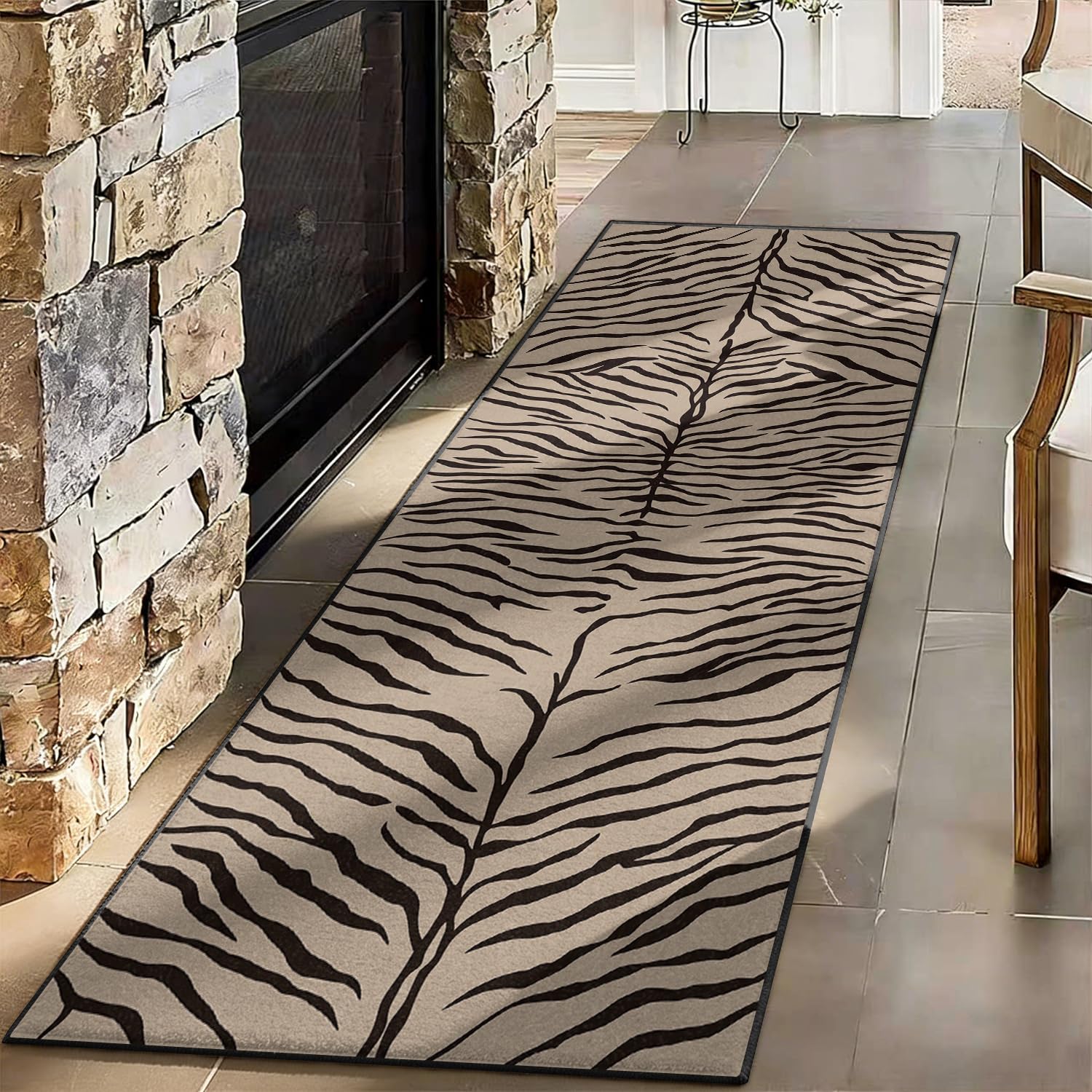 FOOGENG Boho Tiger Print Hallway Runner Rug 60x180cm Animal Pattern Carpet