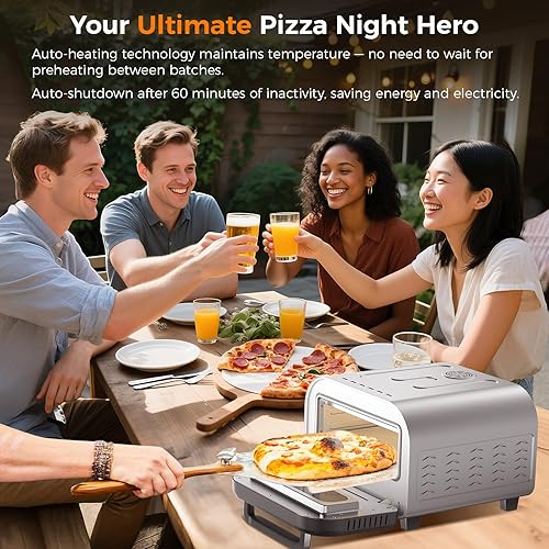 Miniatura 5 de Pizza Oven Indoor,pizza maker,Makes 12 Inch Pizzas in 90s at 850°F,Countertop Electric Pizza Oven with Continuous Baking Without Reheating,Pizza
