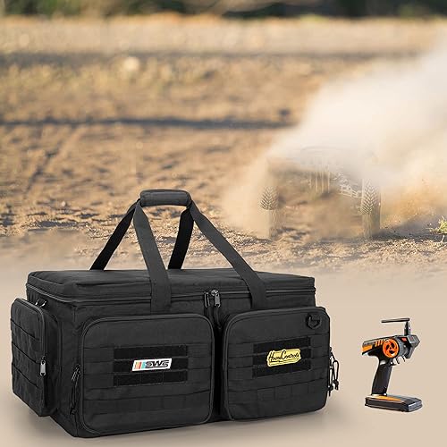 Miniatura 7 de Bolsa de almacenamiento RC para coche de 1/8 y 1/10, funda de transporte RC con tablero sólido inferior para soporte y múltiples bolsillos para