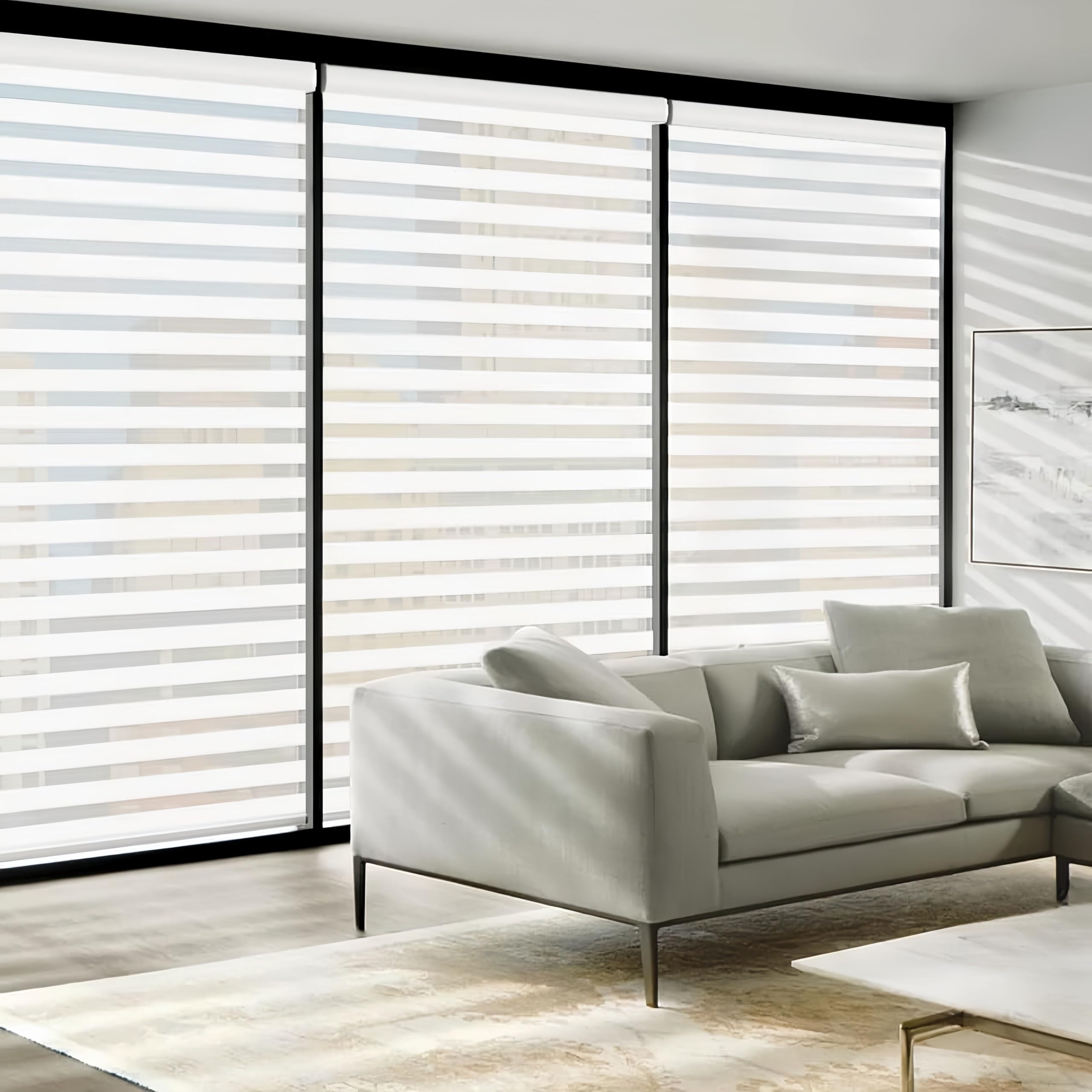 Zebra Blinds for Windows Cordless Zebra Blinds Cordless Blackout Roller Blinds Dual Layer Sheer or Privacy Light Control,Day Night Window Blinds and