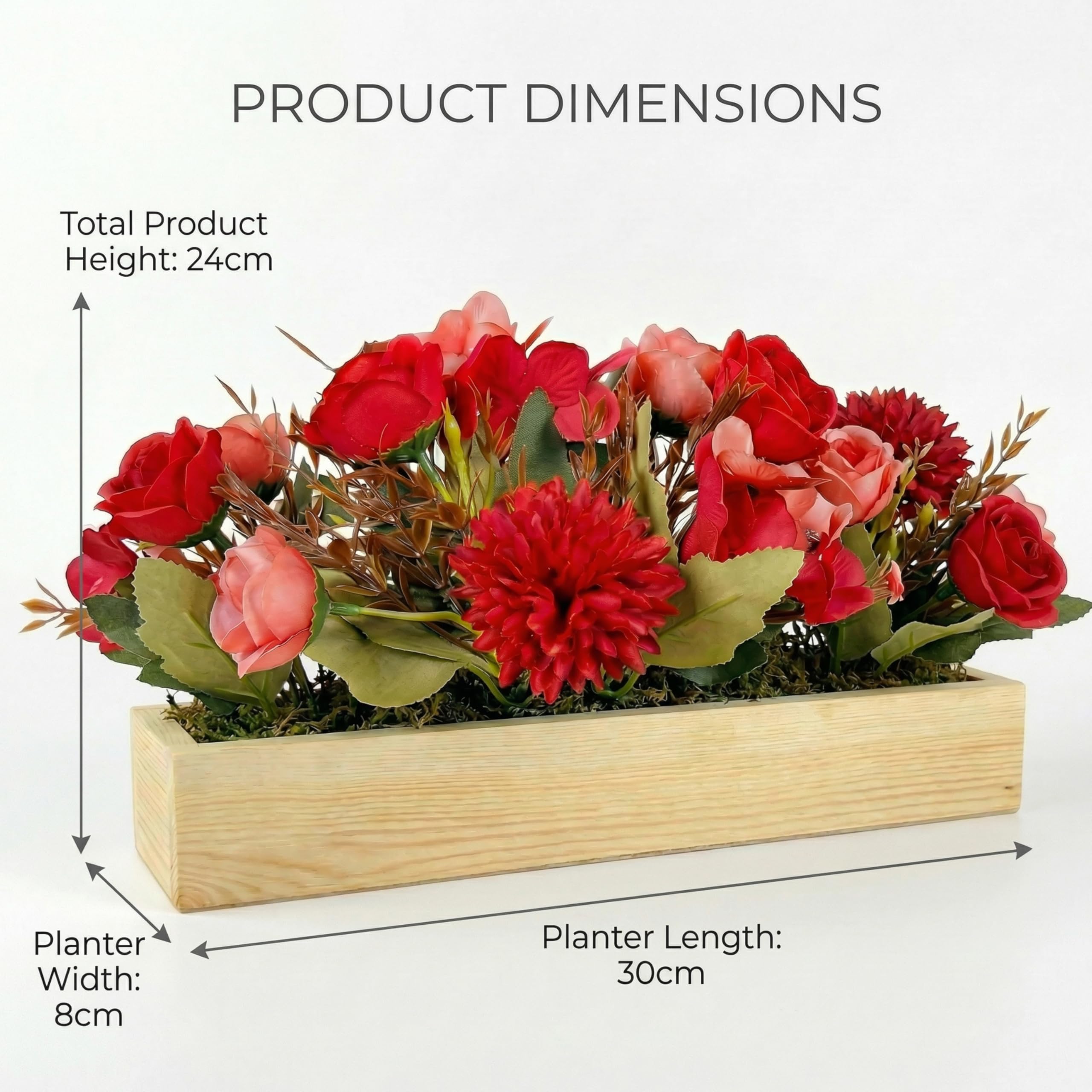 Red Flower Arrangement - Realistic Floral Decor -3