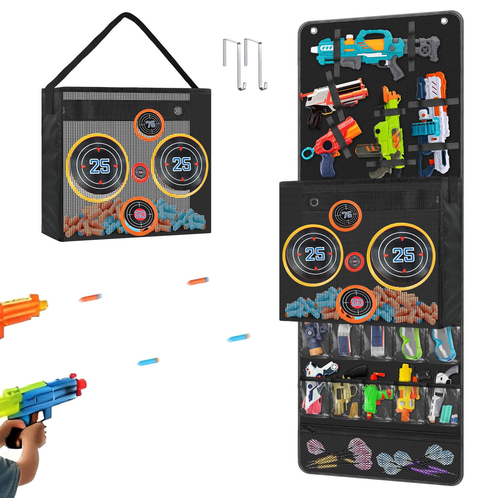 Boczif Over the Door Organizer for Toy Guns, Toys Storage Door Hanger