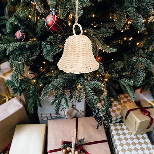 Miniatura 4 de Adorno de campana de Navidad, adornos de campana de mimbre hechos a mano, campanas tejidas a mano, adorno colgante de Navidad para decoración de