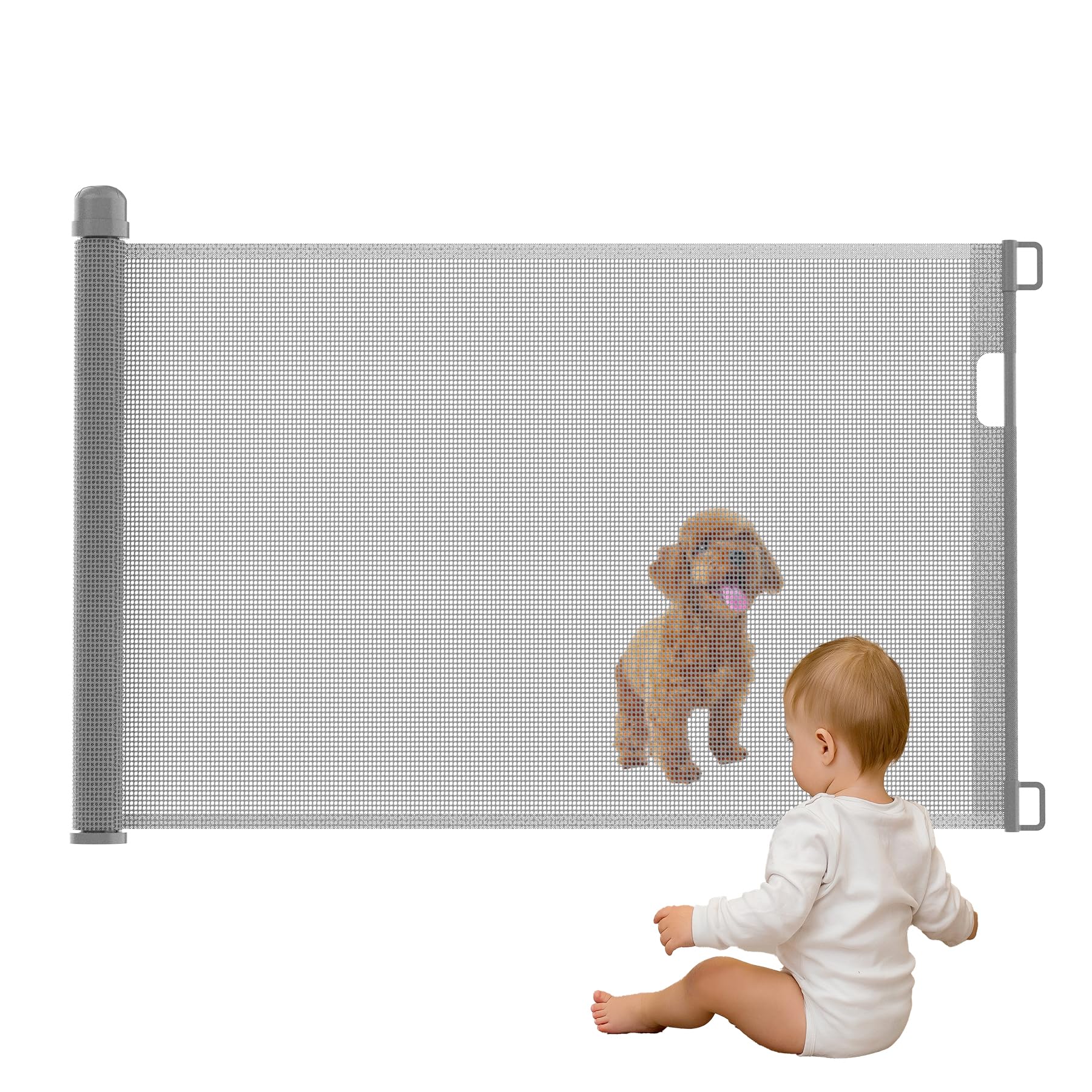 Froadp Barrera de seguridad extensible de 0 a 150 cm, rejilla para puerta de bebé, rejilla para escaleras, adecuada para bebés y mascotas, interiores y exteriores puerta retráctil(gris, 0 a 180 cm)