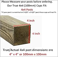 Vista 3 de Pyramid True - Tapa de vinilo de plástico para poste de valla de 4 x 4 pulgadas (3.937 in x 3.937 in), color negro o blanco/múltiples cantidades