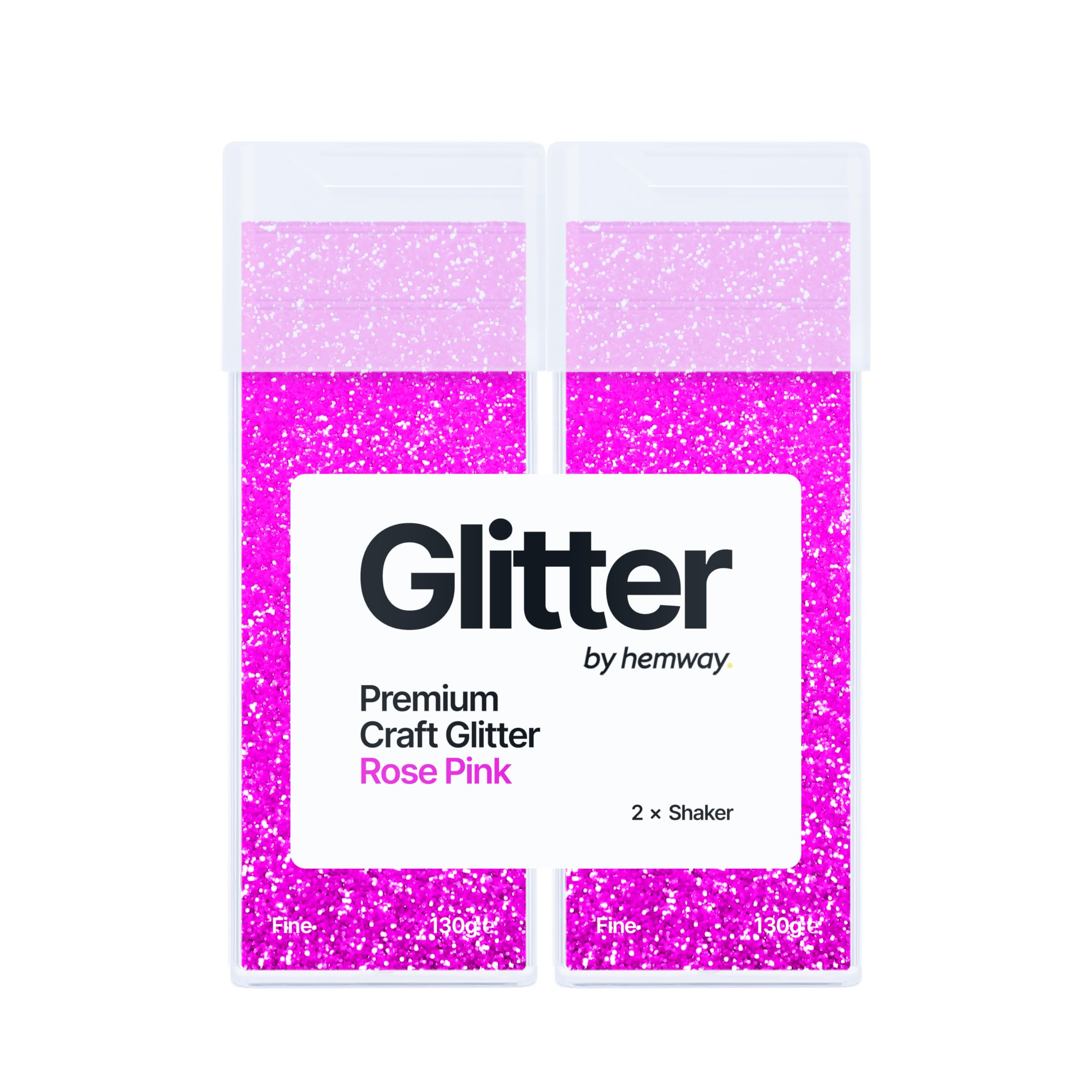Hemway Glitter Shaker Rose Pink 130g x2 Pack Fine, Craft Glitter Shakers for Resin & Epoxy Crafts, Christmas Art Supplies