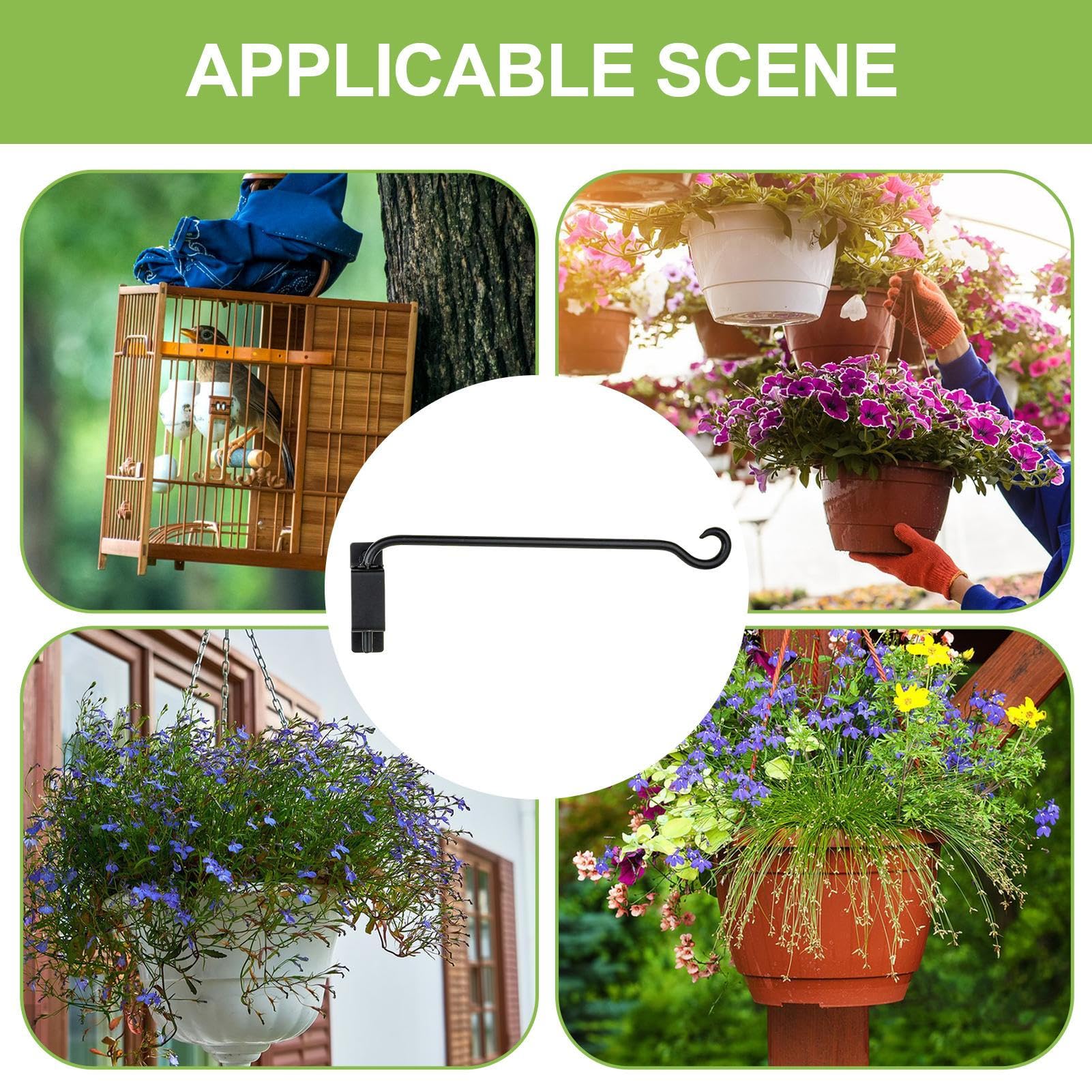 Lot de 2 supports muraux en fer pour suspendues - 30 cm - Pour suspendre des - Mangeoire à oiseaux - Lanterne - Carillons à vent - Appliques murales