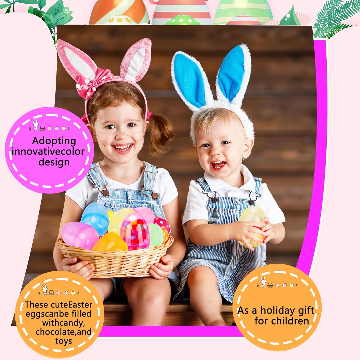 30 Pack 4 Inch Translucent Easter Eggs with Flat Bottom Colorful Fillable Large Plastic Eggs for Easter Basket Fillers Egg Hunt Party Supplies, 6 Colors