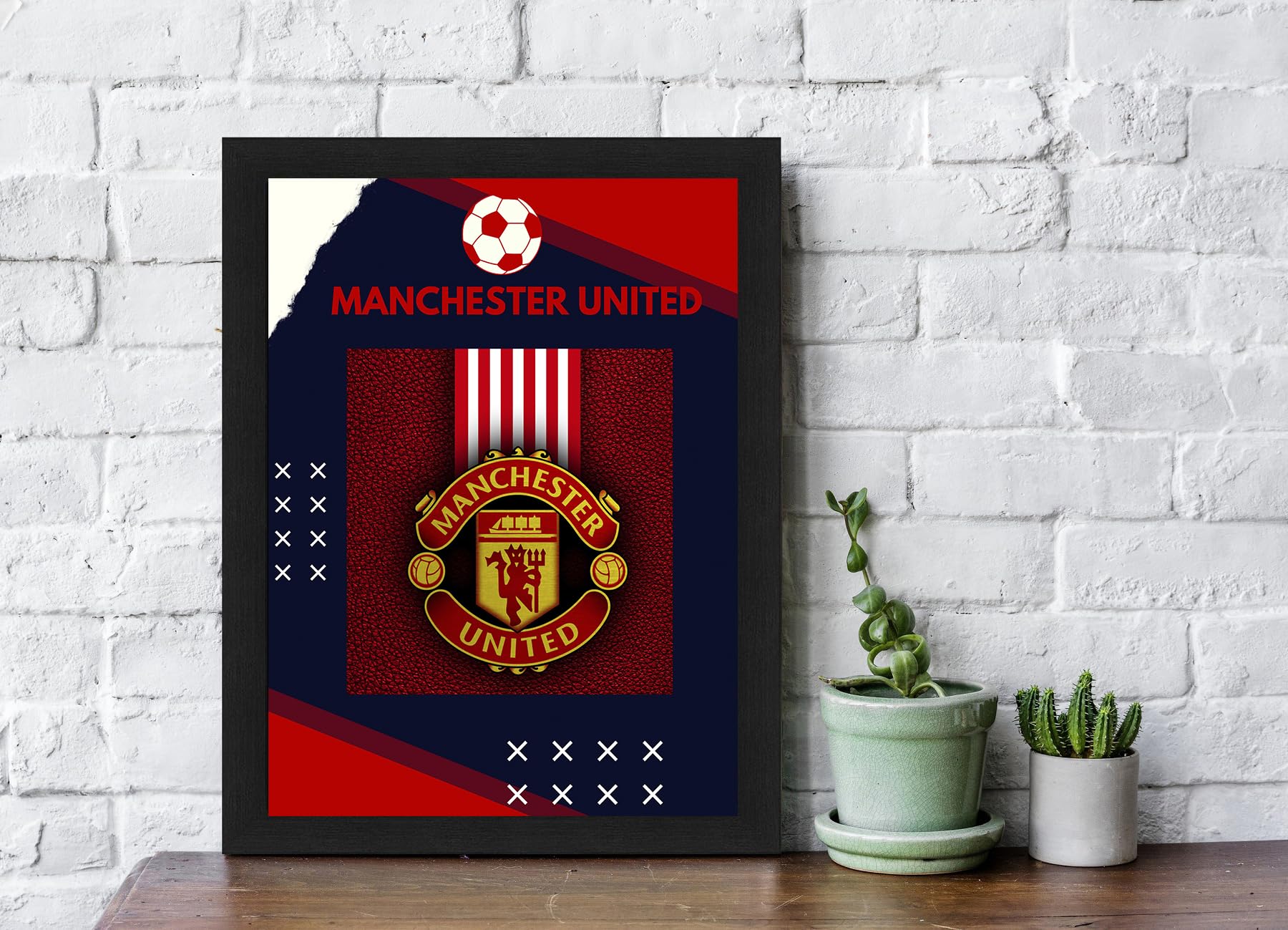 Manchester United Football Framed Poster(Frame Included,13X10 Inch, Black)