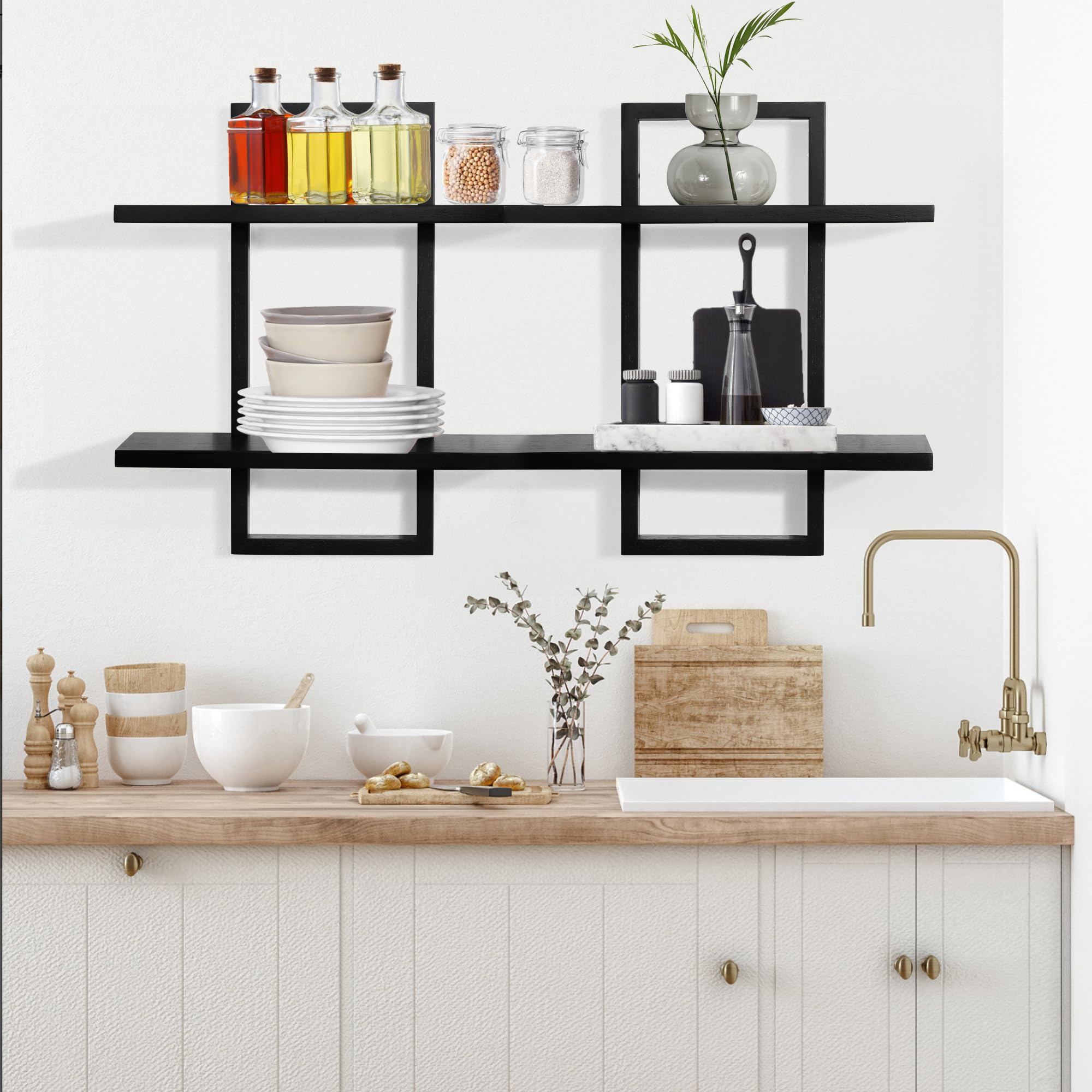 Etageres Murales PHOENANCEE Lot De 2 étagères Flottantes à 3 Niveaux, Longue étagère Etagère Murale