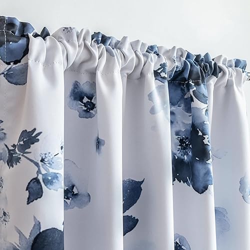 Miniatura 5 de Taisier Home Cortinas de ventana de oscurecimiento de habitación con bolsillo para barra de 95 pulgadas, pintura de tinta tradicional china, hojas y