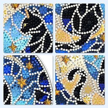 MXJSUA Moon Cat Diamond Painting Art Window Suncatchers, Diamond Art Kits for Adults Hanging Ornaments with Chain, Special Shape Crystal Diamond Pendant Accessories for Decor Gift 20x20cm