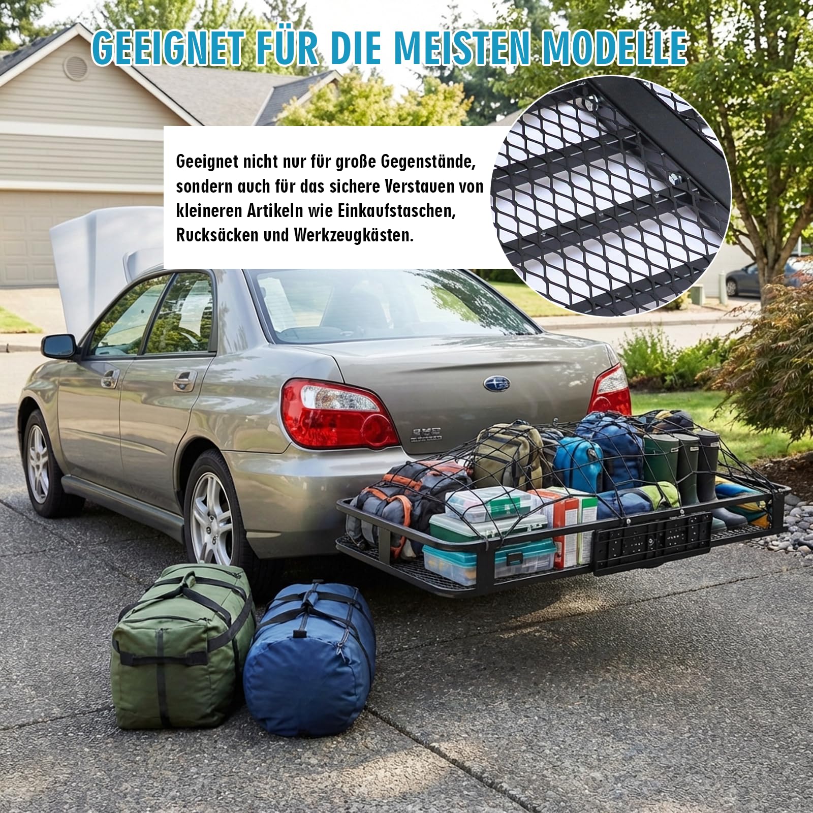 Porte-bagages arrière pour attelage de remorque 120 x 61 x 15 cm
