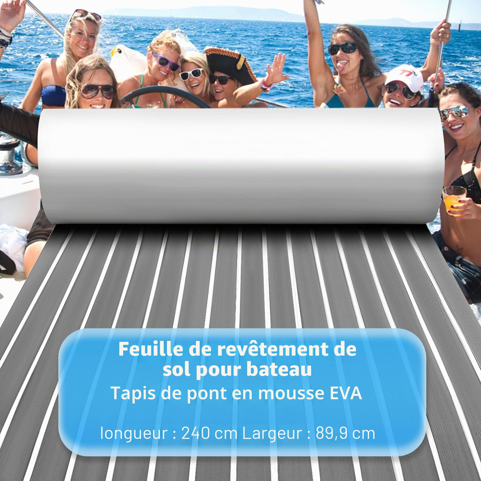 Tapis de sol en mousse EVA pour bateau (240 x 90 cm), en teck synthétique pour bateau