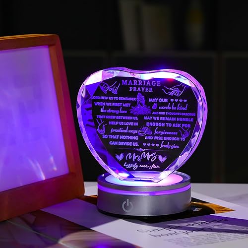 Miniatura 8 de Regalos de boda para parejas únicos 2024  Regalo de matrimonio de feliz aniversario, recuerdo de cristal, regalos de compromiso, regalos de