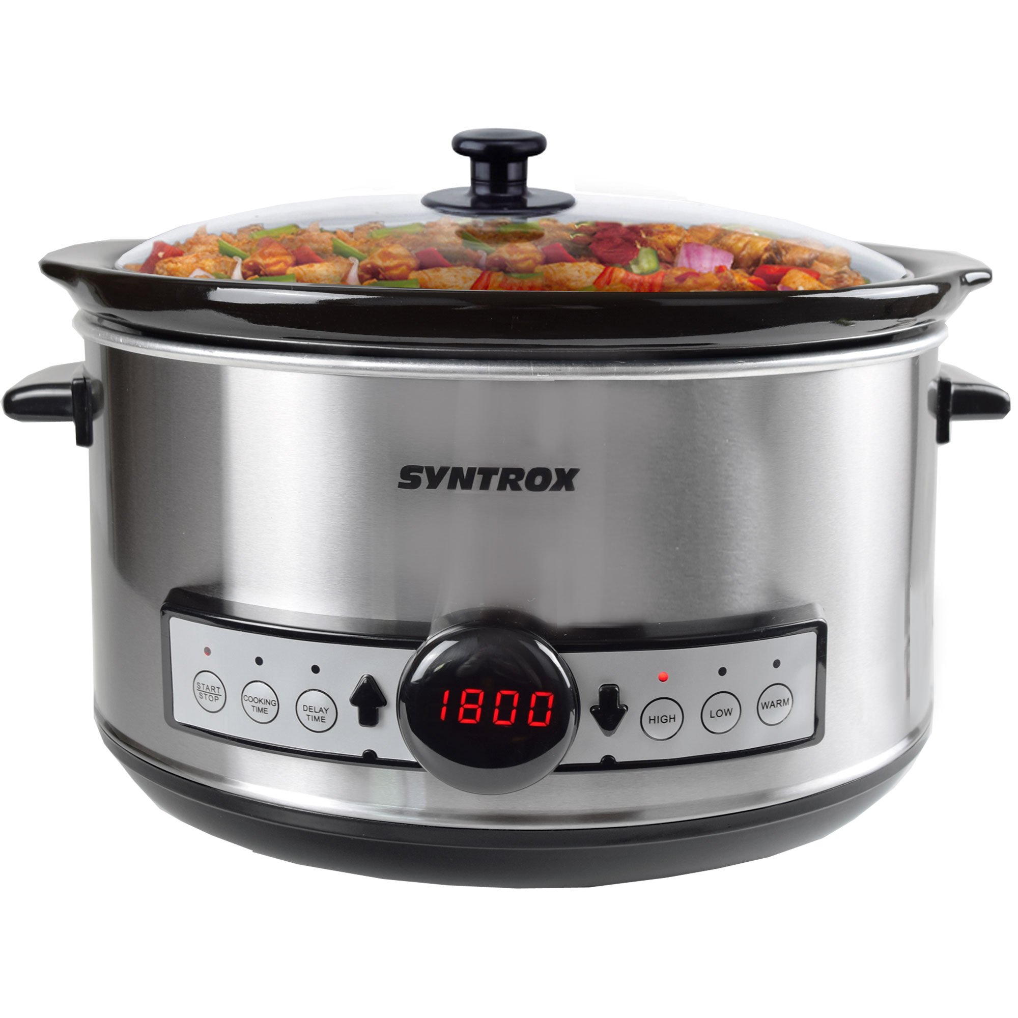 Syntrox Germany Slow Cooker Schongarer 4,5L mit Timer und Warmhaltefunktion - Leistung 280 Watt