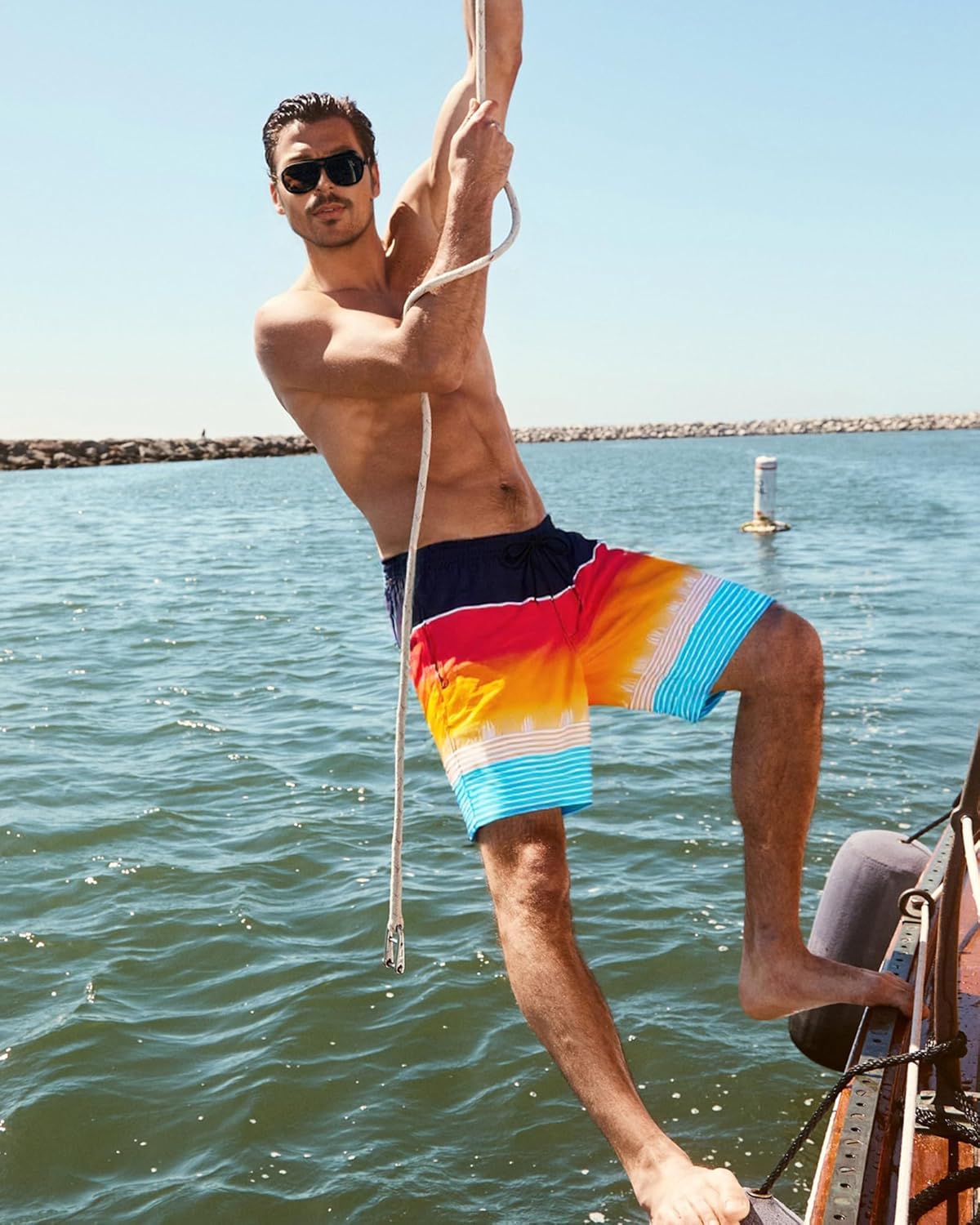 SURF CUZ Mens Swim Trunks with Compression Liner Swim Shorts 7" Swimming Trunks Stretch 7 Inch Swim Suits Quick Dry - Image 2