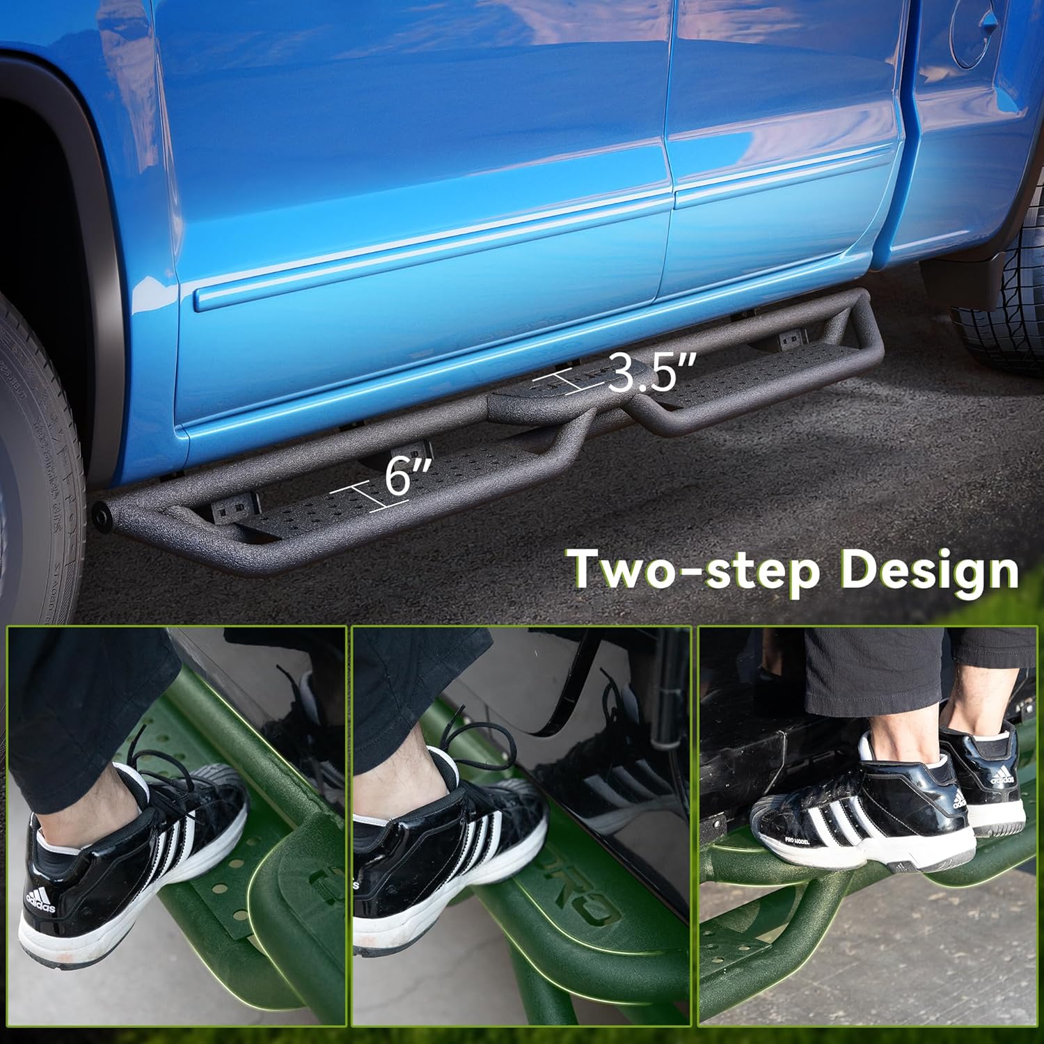 Running Boards SuperCrew Cab Compatible for 2015-2026 Ford F150 F-150 & 2017-2026 F250 F350 F-250 F-350 Super Duty Crew Cab Side Step, Black Side Bars Nerf Bar (4 Full Size Doors)