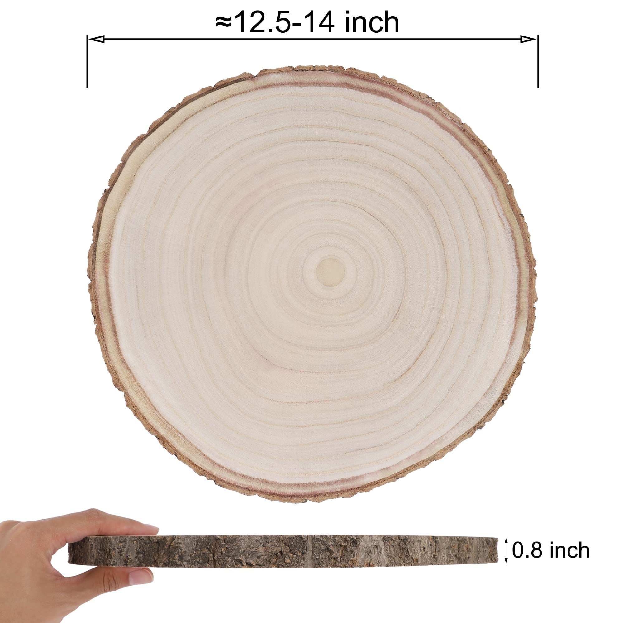 Prsildan 4 Pcs Large Natural Wood Slices, 12.5-14 Inches Unfinished Wood Centerpieces for Tables, DIY Round Rustic Wooden Circle Crafts for Wedding Table DÃ©cor