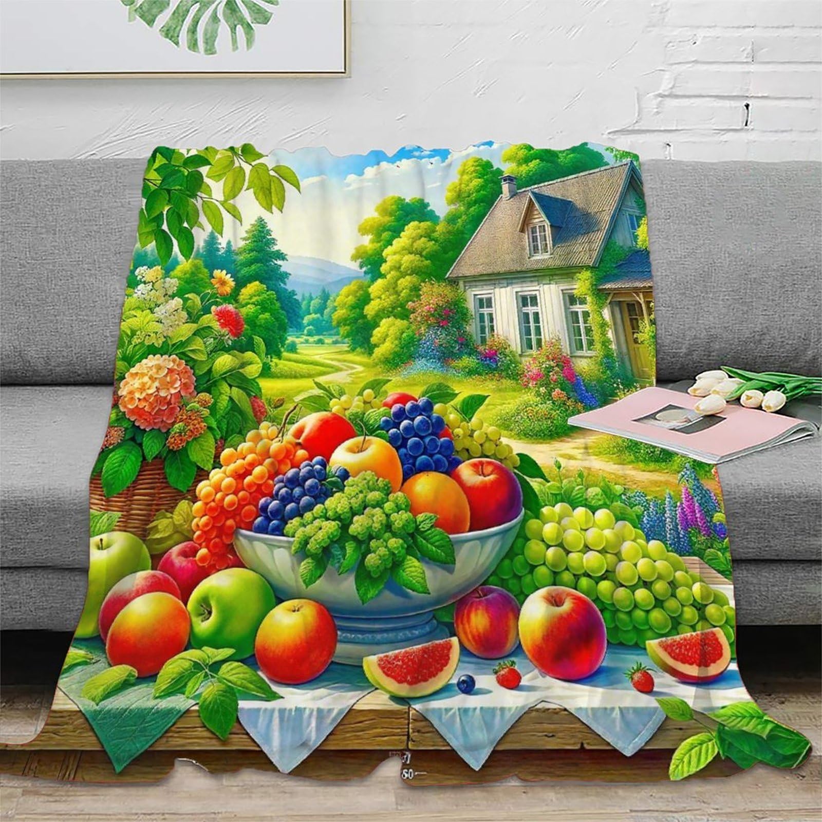 Couverture en peluche fruits 3D douce contre le froid du lit
