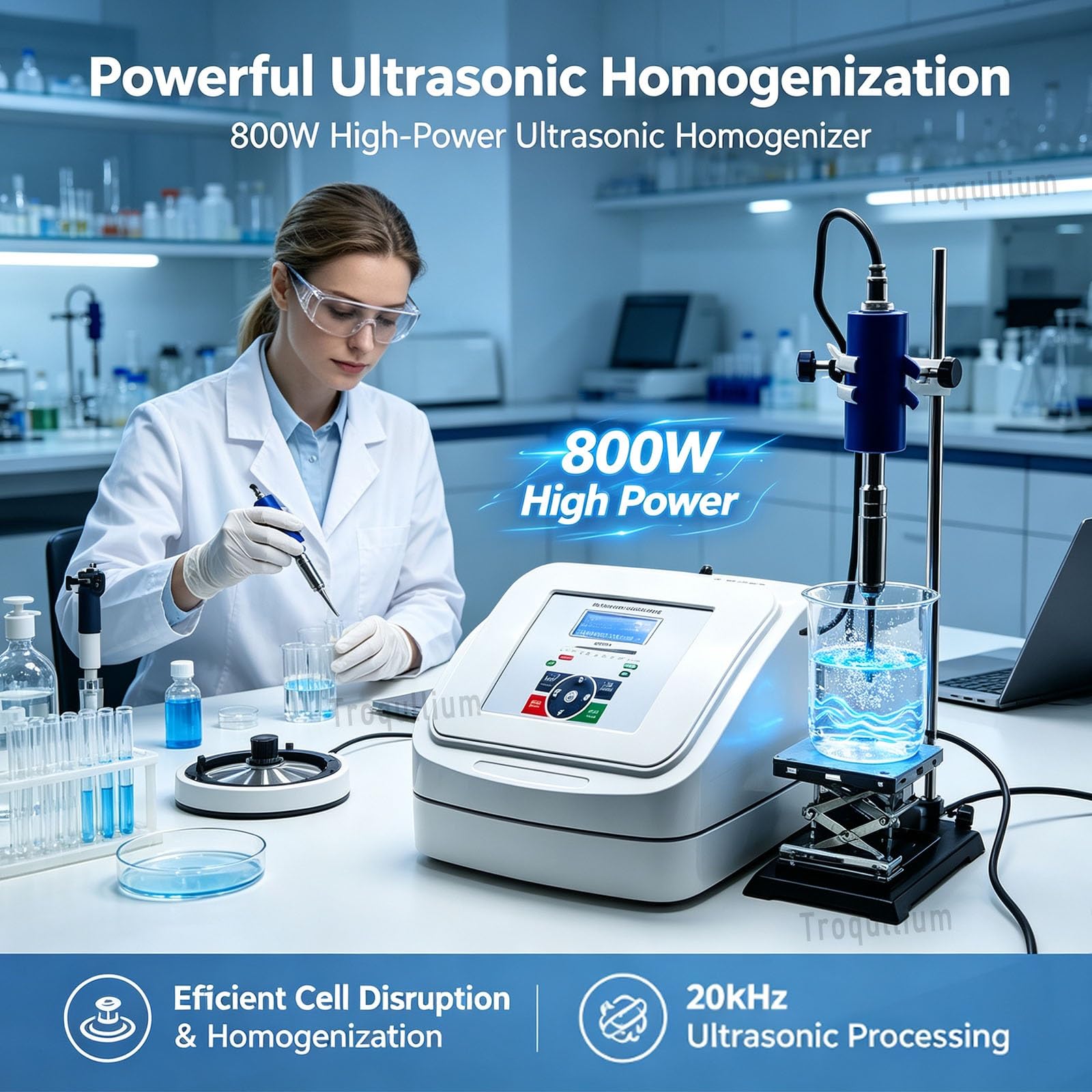 Homogenizator ultradźwiękowy o mocy 800W,cyfrowy procesor ultradźwiękowy