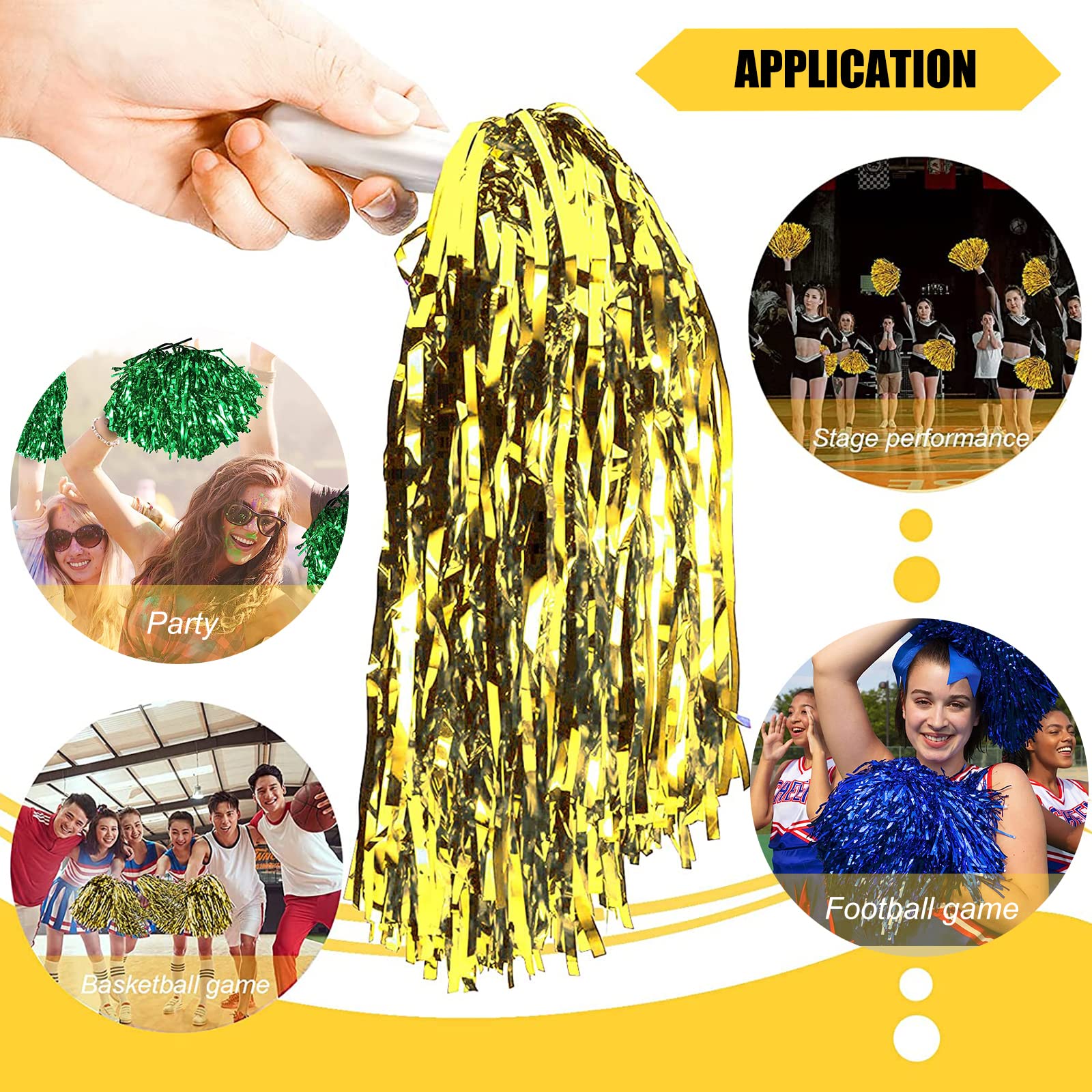 GZjiyu 30 Piezas Pompones Animadora, Pompones de Porristas, Flores De Animadoras para Animadora Y PompóN para Eventos Deportivos Fiestas EspectáCulos En Escenario Fiestas Festivas — view 4