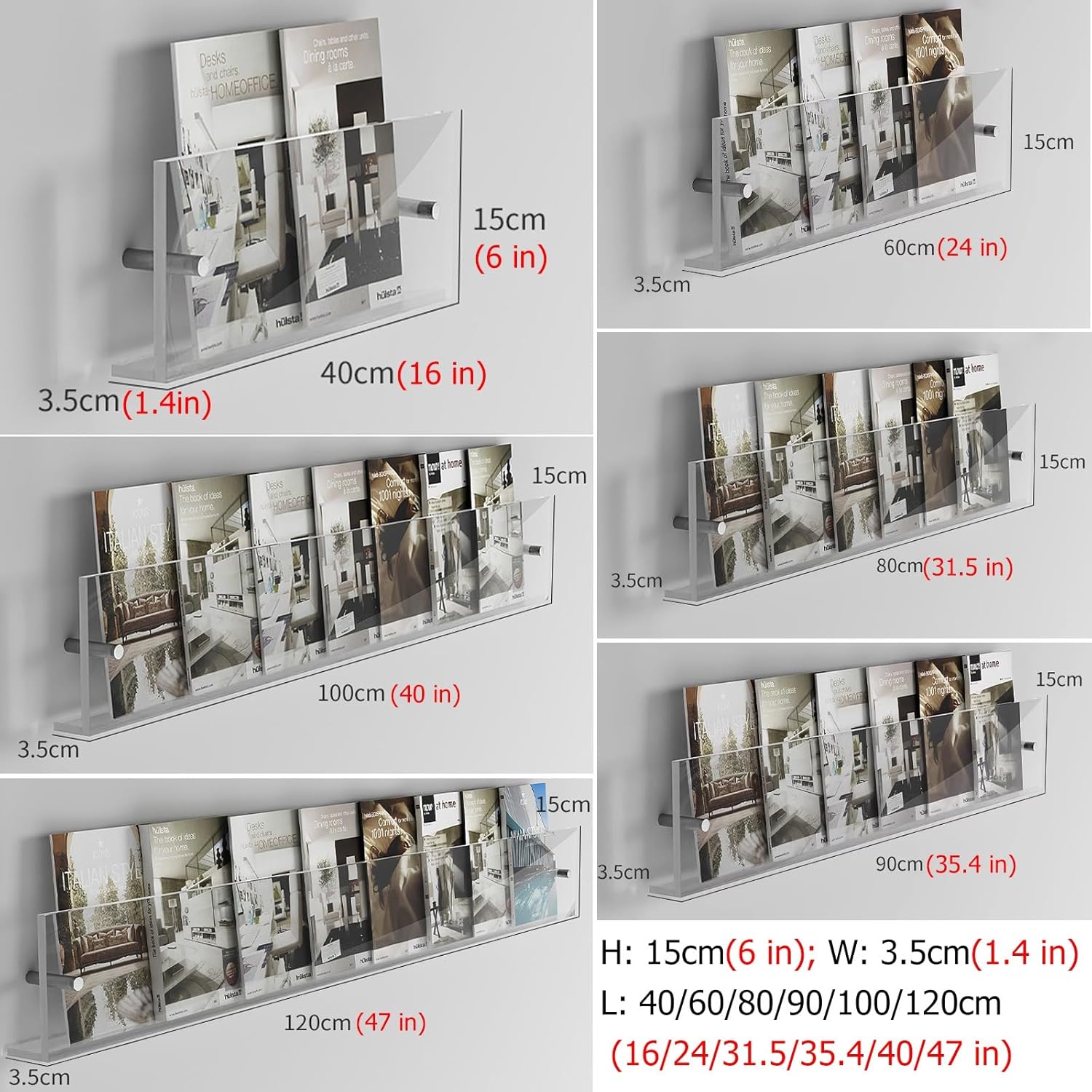 Wall Mount Acrylic Brochure Holder 8.5x11 - Transparent Display Rack for Magazines, Files, Newspapers & Literature - Nursery Room Hanging Shelf for Organized Storage
