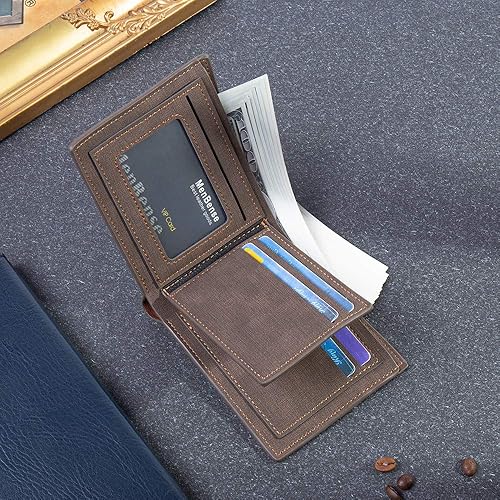 Miniatura 6 de JewelOra Billeteras personalizadas grabadas para hombres, billetera plegable de piel sintética con nombre personalizado para hombres, marido, papá,