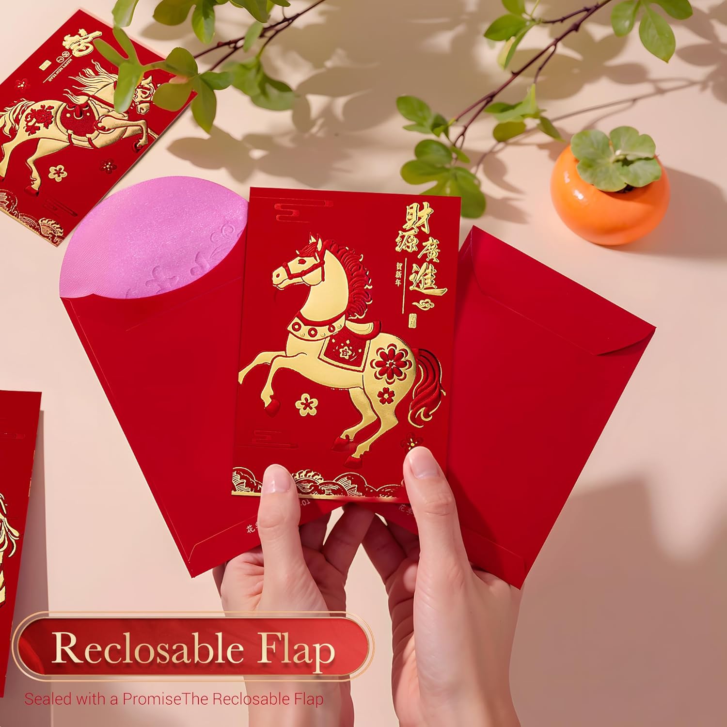 ThxToms 36pcs Red Envelopes Chinese New Year,Red Chinese Envelopes for Money Cash 2026 Horse Lunar New Year,6 Designs, Realistic Horse, M - Image 6