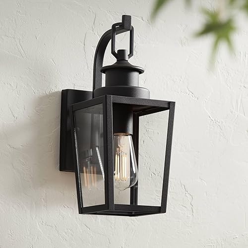 Possini Euro Design Ackerly - Farol rústico de 14 pulgadas de alto para exteriores, lámpara de pared para porche, casa, exterior, bombilla Edison