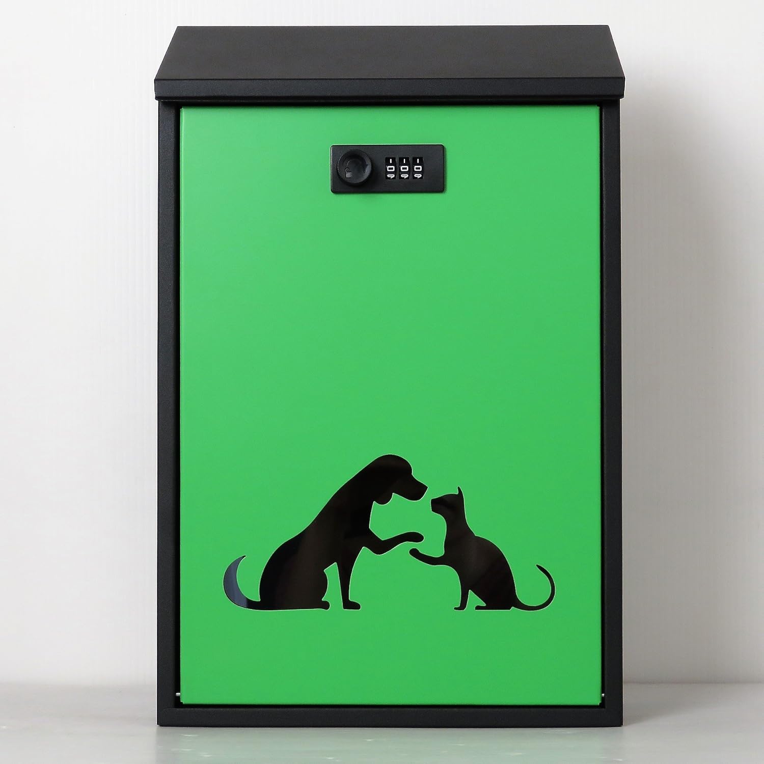 Mailbox Mail Fashionable Mailbox "DOG AND CAT Hope For A Cure" Green Post pm483