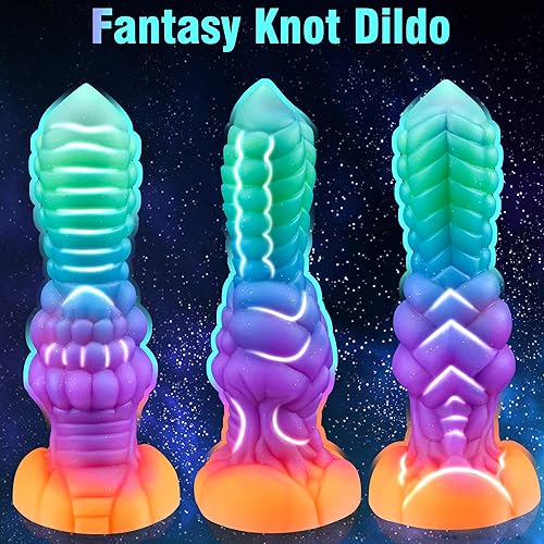 Miniatura 2 de Consolador monstruo de silicona de 9 pulgadas, juguetes para adultos, consolador anal luminoso de dragón con diseño de nudo enorme, ventosa, tapón