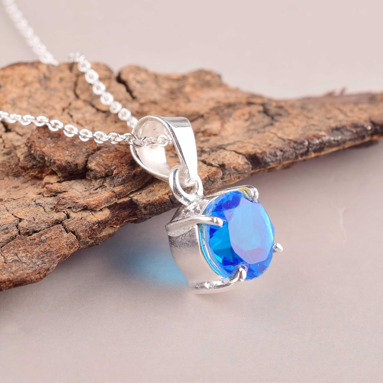Blue Topaz Quartz Crystals Pendant Necklace, Round Gemstone, Energy Healing Crystals, Birthday, Gift for Her, Dainty Women Gemstone Jewelry Long AAA+ Quality (F) - Image 3