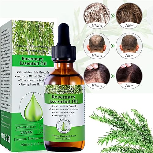 Miniatura 3 de Aceite de romero para el crecimiento del cabello orgánico, 100% puro aceite orgánico para cabello rizado dañado, aceites esenciales de romero para