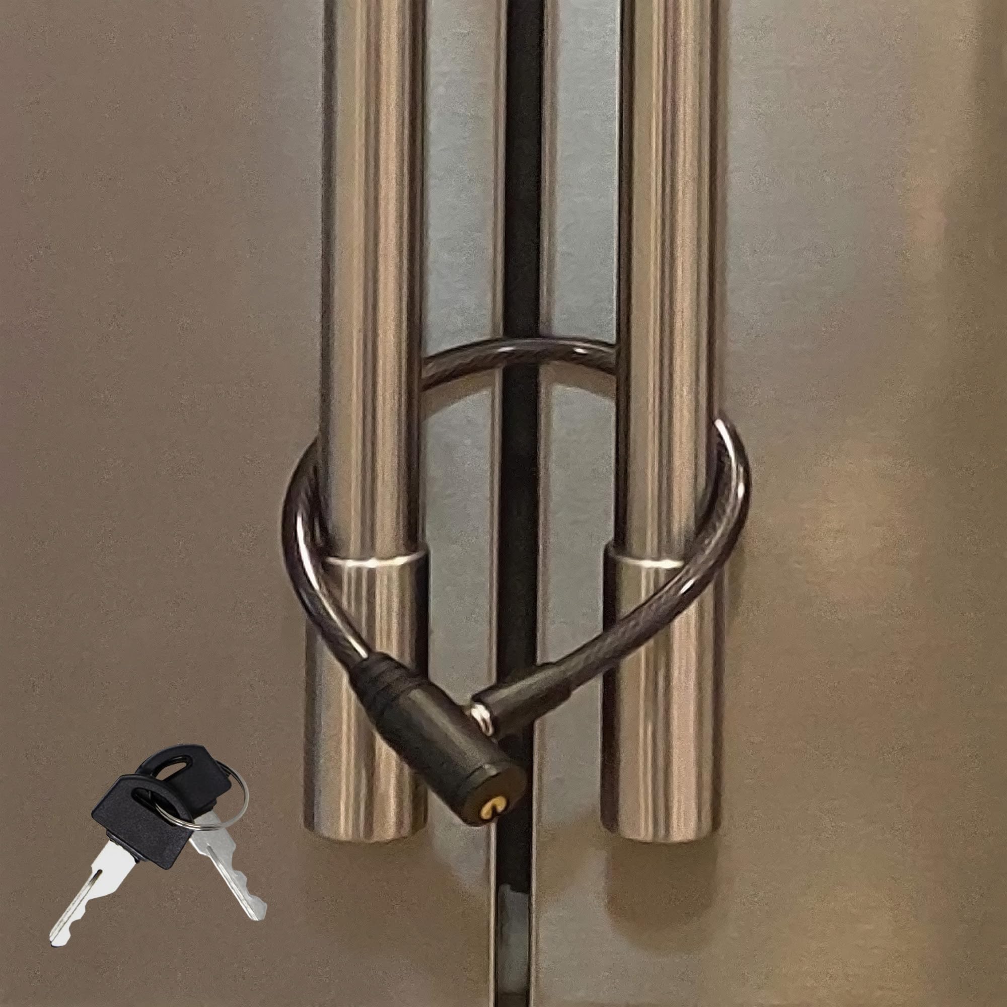 Urban August Child-Proof Refrigerator Lock with Keys - Cable Lock for French Door Fridge, Bike, Stroller, & Helmet - Cabinet Lock for Kids & Adults (Regular, Black - 1 Pack)