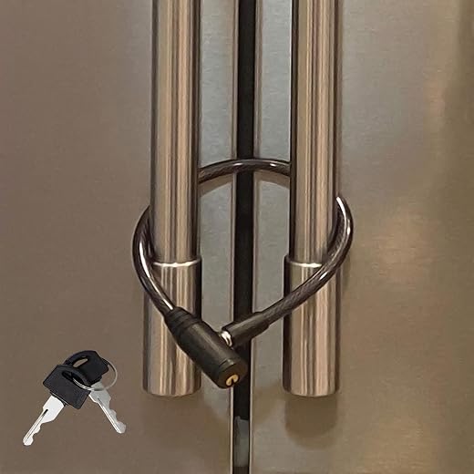 Urban August Child-Proof Refrigerator Lock for Kids & Adults - Lock for French Door Fridge and Cabinet (Regular, Black - 1 Pack)