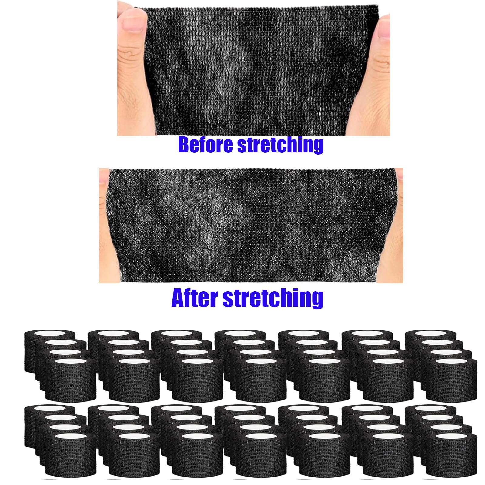 Selbstklebender Verband,Cohesive Bandage 108 Rollen x 5cm x 4,5m Pflaster Rolle Verbandsmaterial, Elastische Binde Bandage Fixierbinde Haftbandage Selbstklebend für Sport,Handgelenk Vet Wrap (schwarz)
