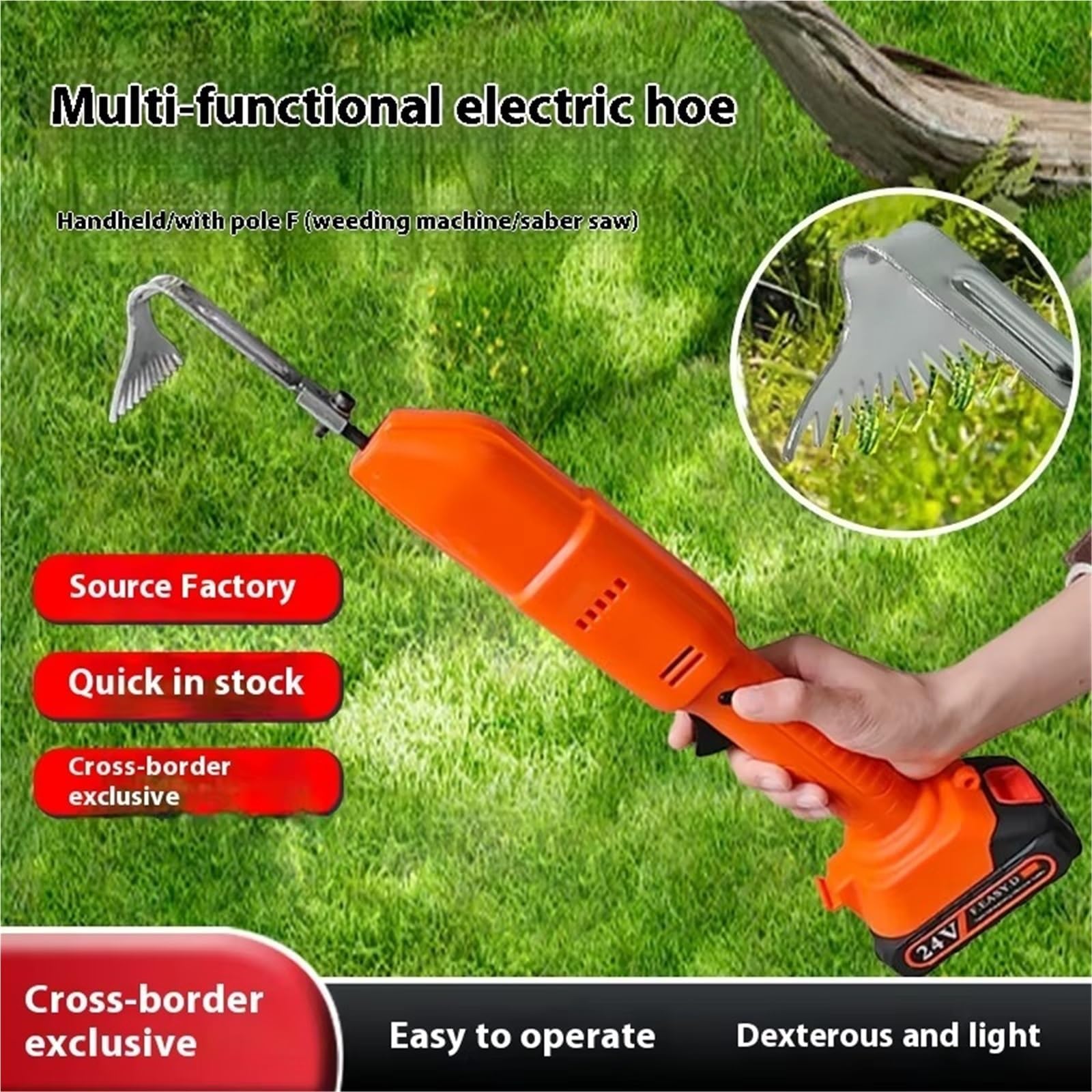 Tiller de jardín inalámbrico, cultivador de jardín eléctrico de 235 RPM y rotavador con azada de cavación, Ancho de Trabajo de caña de 10 cm y 10 cm de Profundidad de Trabajo, baterías