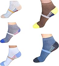 Ankle Length Socks for Men and Women, 5 Pairs, Unisex & Stylish Designs, Soft Anti-Odour Sock, Multicolor, Free Size