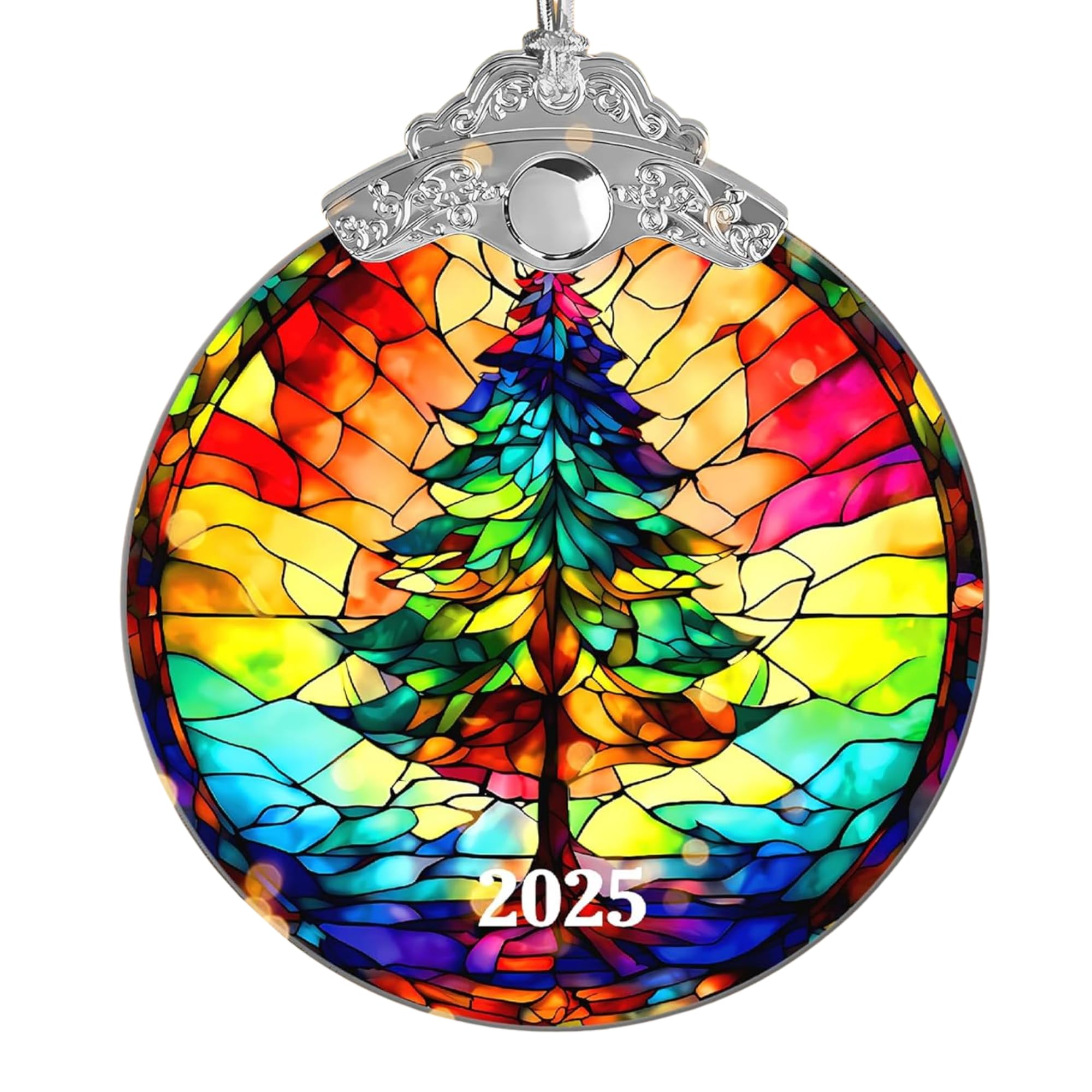 Stained Glass Effect, Christmas Tree 4 Inch Acrylic Ornament, White Elephant Gift Idea, Holiday Decor, Christmas Ornament 2025