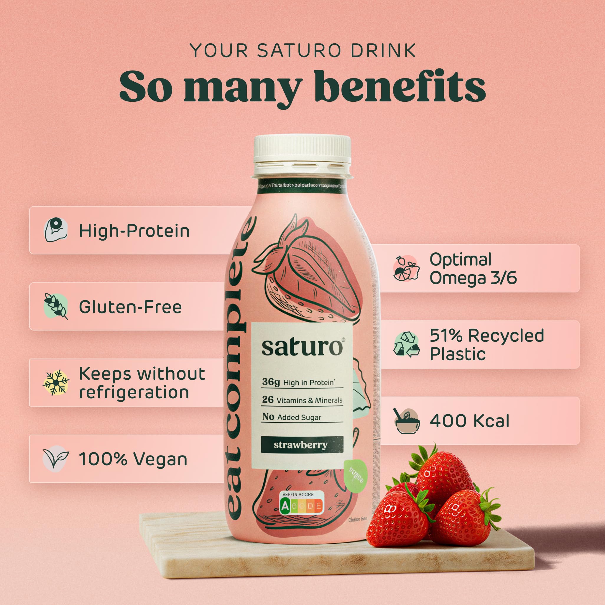 SATURO® czekolada do mączek do picia | Pokarm Astronaut z białkiem i 500kcal | Wegańska żywność do picia z cennymi składnikami odżywczymi | 6 x 500 ml