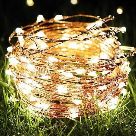 Amazon Co Jp イルミネーションライトledストリングライト電池式装飾ライト10m100ledフェアリーライト 8点灯モード 防水仕様 Ledガーデンライト飾り クリスマス ツリー パーティー ベッドルーム アウトドア 結婚式 庭対応 電球色 Diy 工具 ガーデン
