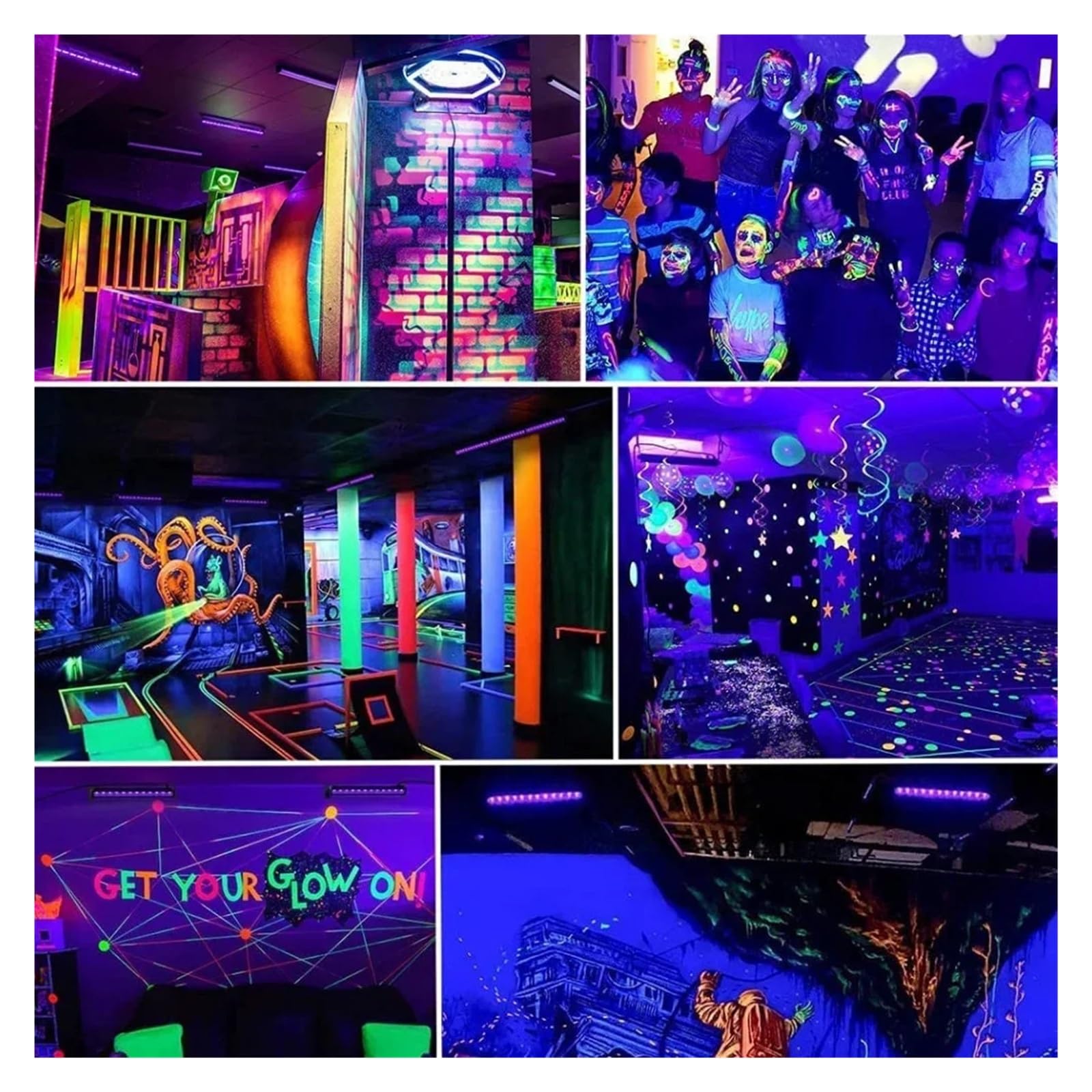 Applique Murale, Barre lumineuse UV noire 40 LED, 40 W, avec interrupteur, brille dans le noir, for fête d'Halloween, affiche fluorescente, scène