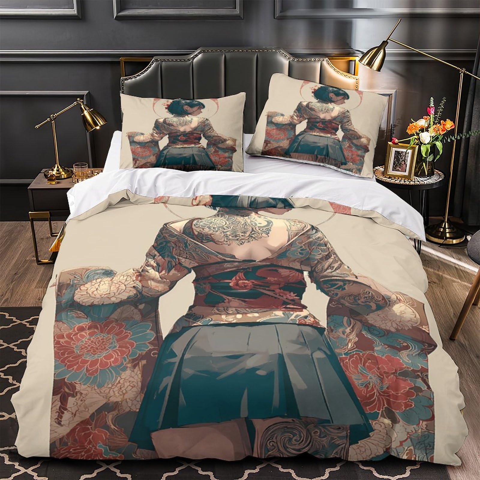 Housse de couette geisha fermeture éclair literie super douce