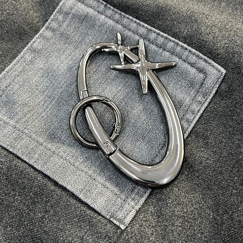 Image of Cute Star Carabiner Clips Keychain Y2K Cool Heavy Duty Starfish Carabiner Belt Loop Clip for Men Women
