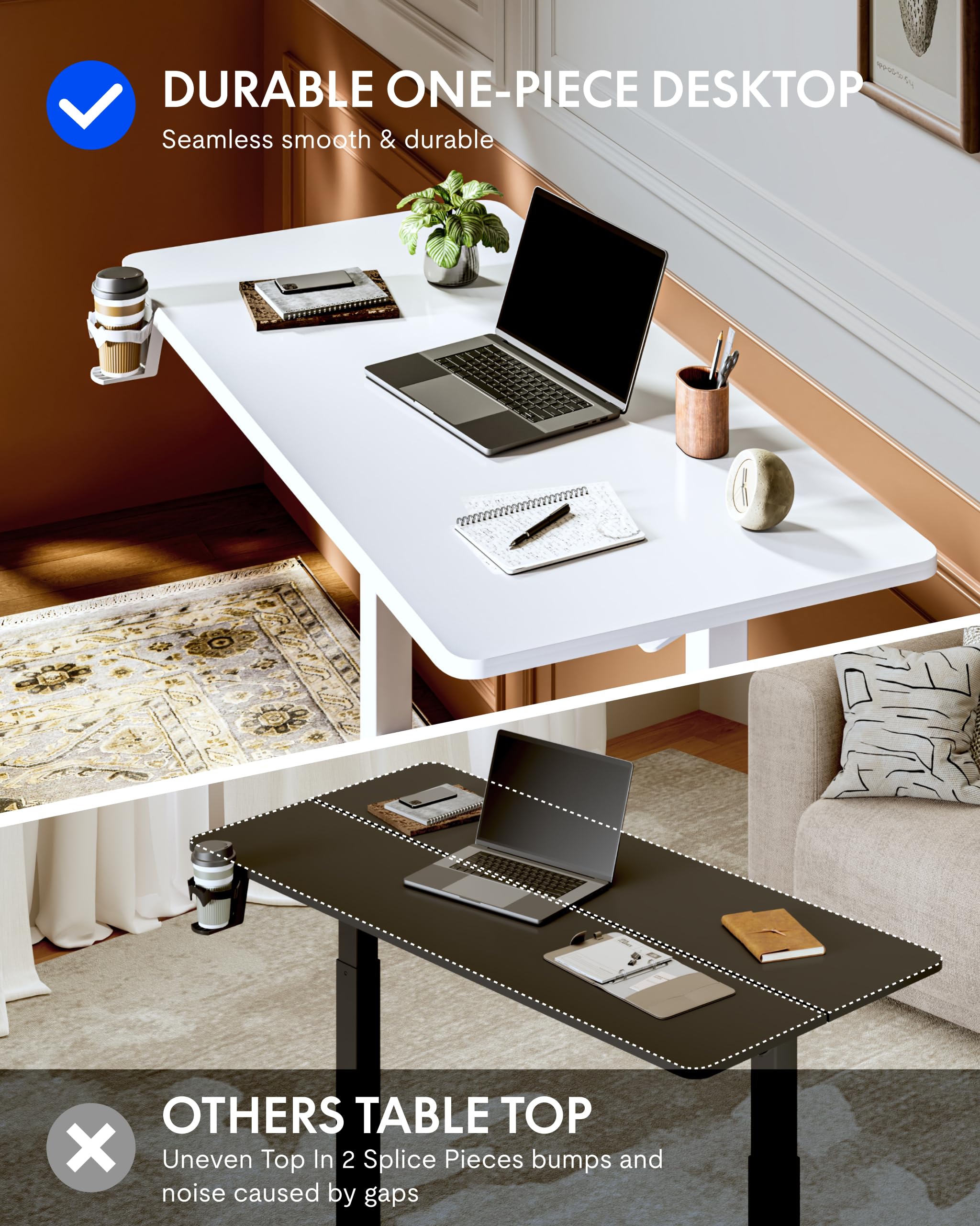 FLEXISPOT H7 Plus Gas Spring Adjustable Standing Desk Mobile Rolling Sit-Stand Table with Wheels Cordless Stand Up Desk — view 8